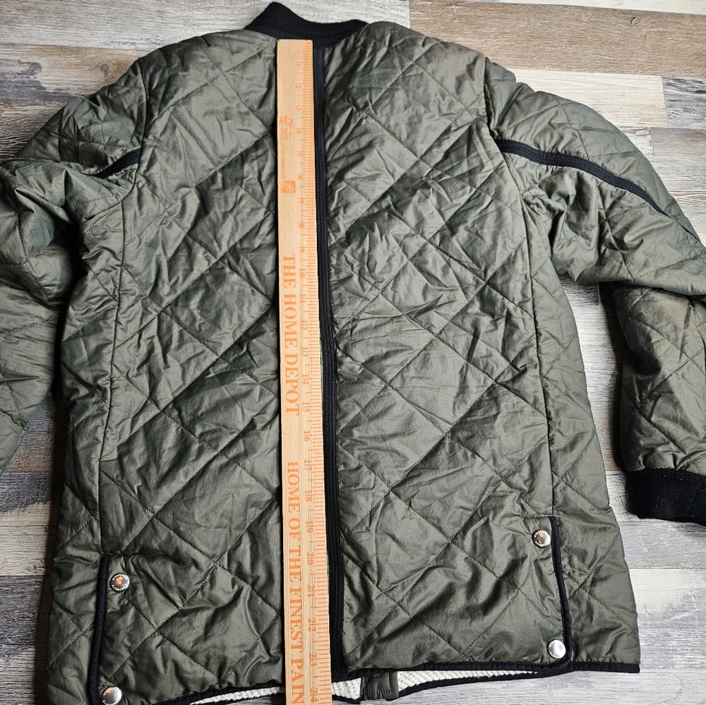 Burberry Children Quilted Bomber Jacket Oliver Green Full Zipper - Picture 13 of 16